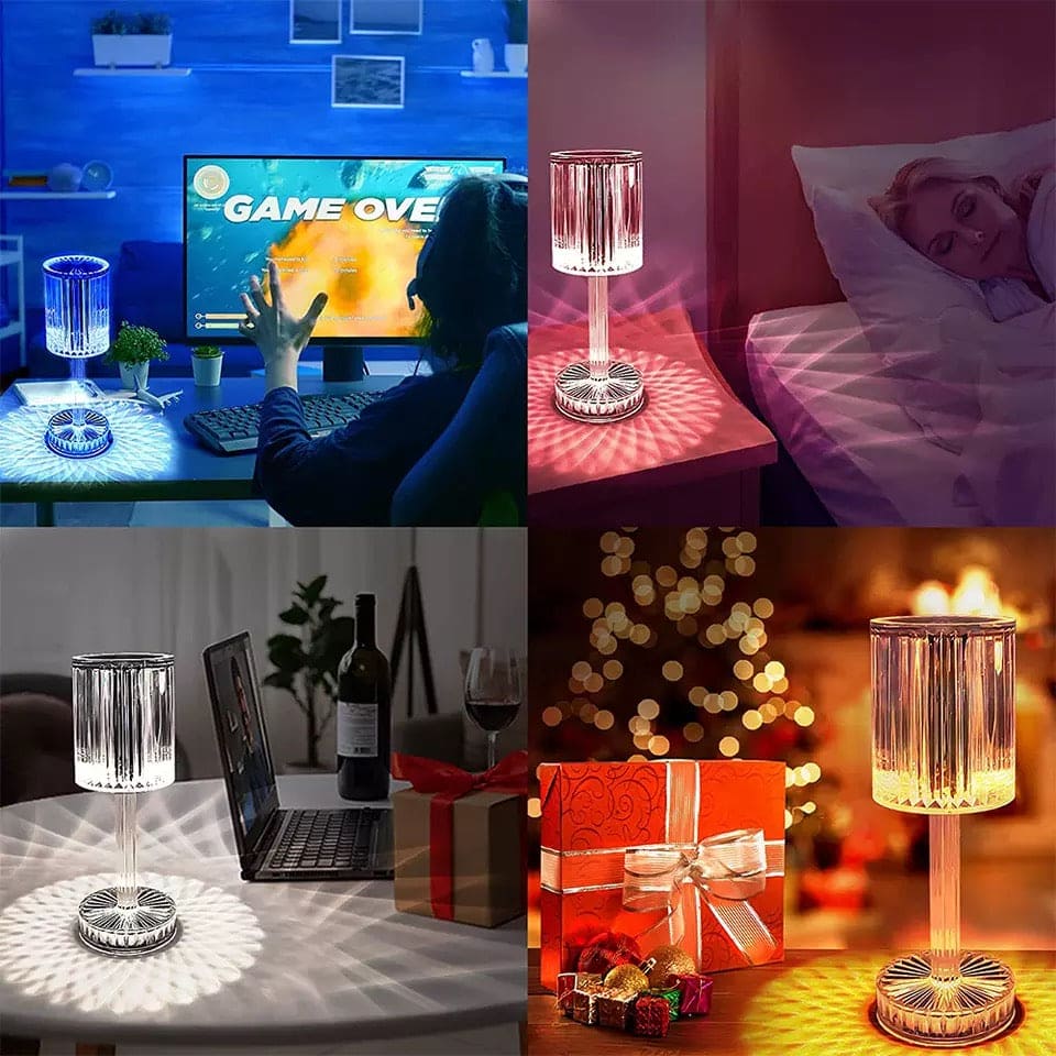 Luxury Crystal Wine Glass Lamp, Touch Control 16 Color Light Bedroom Romantic Atmosphere Lamp, Acrylic USB Rechargeable Night Light, LED Crystal Projection Table Light Luxury Crystal Wine Glass Lamp, Touch Control 16 Color Light Bedroom Romantic Atmosphere Lamp, Acrylic USB Rechargeable Night Light, LED Crystal Projection Table Light